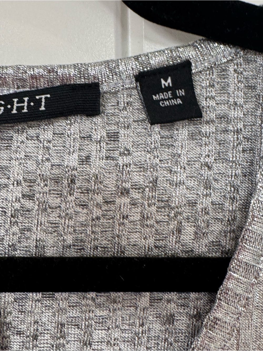 Insight Silver Metallic Ribbed V-Neck Long Sleeve Top - Picture 3 of 4